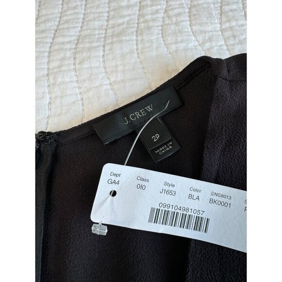 J.Crew Womens Faux-Wrap Mini Party Dress Lined Ruffles SZ 2Petite Black NEW - Picture 6 of 7